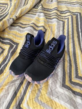 adidas Kids Black Sneakers with Purple Accents